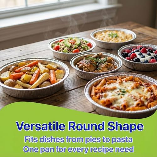 Aluminum Foil Pans [6" Round] x [10 Pack] with Clear Dome Lids Recyclable Disposable Containers Straight Walls for Storing, Baking, Meal Prep & Reheating Freezer Oven Safe (10 Pack, 6 inch)