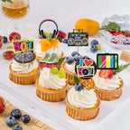 25PCS 80s Cake Toppers, 80's Themed Cupcake Toppers Kit, Retro Hip Hop Cake Decorations for Born in the 80s, 80's Themed Cupcake Picks Decorations Birthday Party Supplies