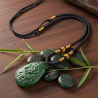 Moldavite Crystal Necklace Jewelry, Irregular Green Glass Necklace Czech Gemstone for Men Women, Unique Natural Healing Stone Meteorite Pendant, Adjustable Handmade Rope Chain, Citrine Energy Gift