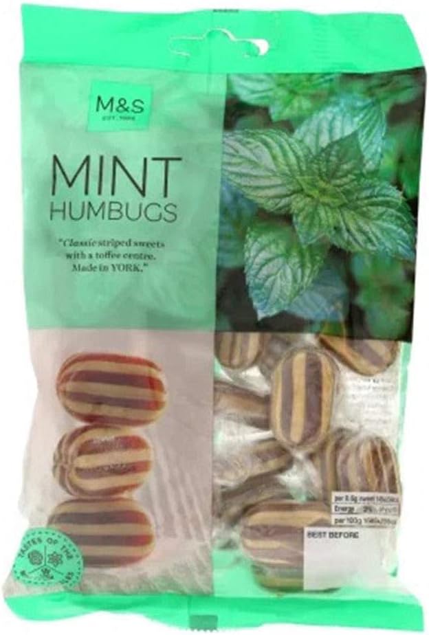 Mint Humbugs | Classic Striped Sweets with a toffee centre | 225g (pack of 3)