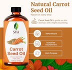SVA Carrot Seed Oil - 16 Fl Oz – 100% Natural Cold Pressed Carrot Oil - for Face, Skin Care, Hair Care, Scalp Massage & Body Massage – Carrier Oil