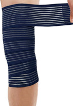 Extra Long Elastic Knee Wrap Compression Bandage Brace Support for Legs, Plantar Fasciitis, Stabilising Ligaments, Joint Pain, Squat, Basketball, Running, Tennis, Soccer, Football, Volleyball (Navy Blue)