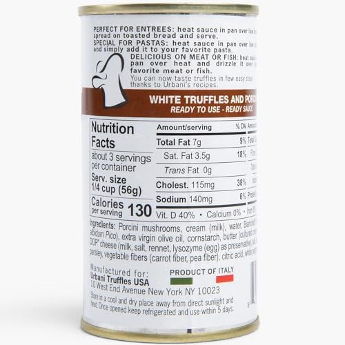 Urbani Truffles Porcini & White Truffles Sauce 180g (6.4oz) - Italian Gourmet Sauce for Pasta, Risotto, and Meats, All-Natural & Ready to Use, No Artificial Ingredients
