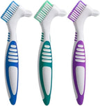 3 P Denture Cleaning Brush Portable Cleaning Brush False Teeth Brushes for Denture Care Denture Cleaner with Multi-Layered Soft Bristles and Dual Angled