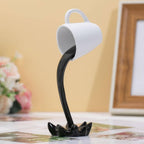 Creative 3D Resin Floating Spilling Coffee Cup Sculpture Kitchen Decor Optical Illusion Pouring Splash Statue Unique Desktop Art Ornament Gift for Coffee Lovers (Black)