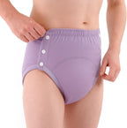 Cotton Incontinence Pants for Adults: Washable, Breathable, Adjustable Leak-Proof Underwear for Elderly (Purple, M)