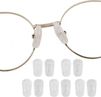 OPUGIT Eyeglass Nose Pad Covers, Slip-on Silicone Nose Pad for Glasses, Soft Eyeglass Repair Kit with Nose Piece Pads, Anti-Slip Eyewear Protective Covers Nose Bridge Pads(White,5 Pairs,L Size)