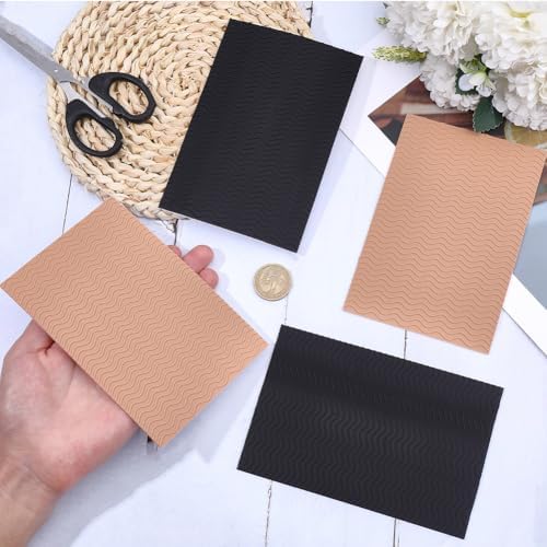 CRASPIRE 4Pcs Shoe Sole Protector 2 Colors Anti Slip Bottom Shoes Grips Guard Self Adhesive Rubber Heel Pads Black Brown Replacement Repair Sheet Cushions for Men Women Boot High Heels 6 X 3.9In