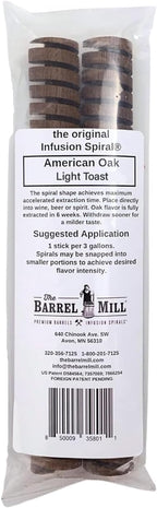 FastRack Oak Spirals for Aging Whiskey, Wine & Beer (Pack of 2 | 8" American Oak Light Toast Wood Spirals for Whiskey Sticks | Barrel Aged in a Bottle Infusion Spiral for Wine Making & Craft Beer