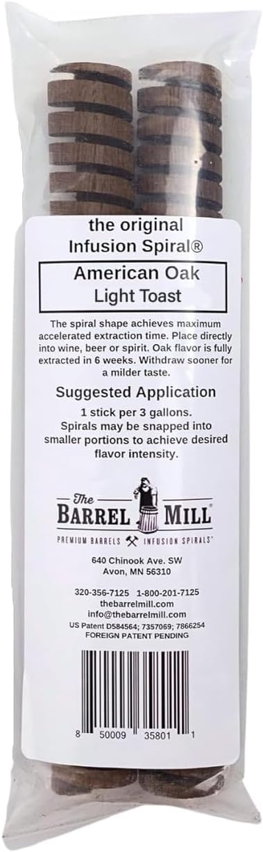 FastRack Oak Spirals for Aging Whiskey, Wine & Beer (Pack of 2 | 8" American Oak Light Toast Wood Spirals for Whiskey Sticks | Barrel Aged in a Bottle Infusion Spiral for Wine Making & Craft Beer