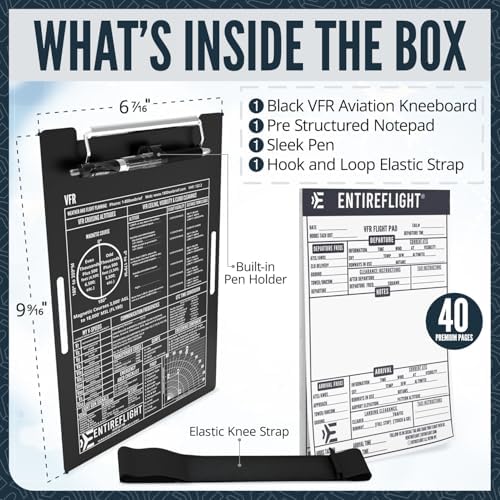 VFR Pilot Kneeboard Aviation Knee Board with Flight Notepad | Pilot Accessories for Student Pilot Essentials | Premium Aluminum Kneeboard Pilot Gear Supplies | Flight Simulator Accessories