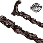 Wooden Walking Cane, Fashionable Crutch for Men and Women, Wood Cane with Carved Grip Handle, Exquisite Carving Walking Sticks as Gift, Retro, Ergonomic, Handmade (Brown2)