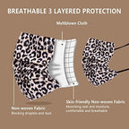 Borje Disposable Face Masks with Designs Cute Face Mask 3 Ply Cheetah Print 50 Pcs