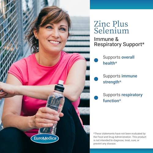 EuroMedica Zinc Plus Selenium - Immune & Respiratory Health Support Supplement - Mineral Supplement with Zinc Bisglycinate Chelate - Formula with Selenium for Cellular Health Support - 60 Capsules
