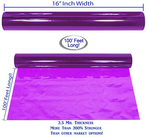 AnapoliZ Cellophane Wrap Roll Purple | 100’ Ft. Long X 16” in. Wide | 2.3 Mil Thick Translucent Purple | Gifts, Baskets, Treats, Cellophane Wrapping Paper | Colorful Cello, Baby Shower Decorations
