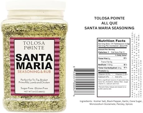 Tolosa Pointe Santa Maria Seasoning & BBQ Rub 24oz – Authentic California Blend, Gluten-Free, No Preservatives – Multipurpose Grill Seasoning for Tri-Tip, Steak, Chicken, Pork, Vegetables (1 Pack)
