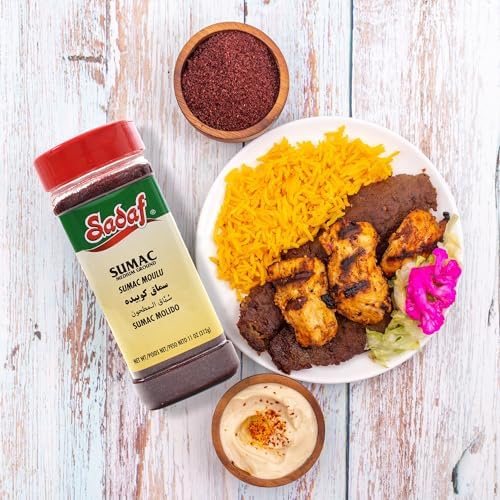 Sadaf Sumac spice ground - Pure sumac seasoning powder - Kosher - Persian spice - Medium Ground -11 oz Bottle