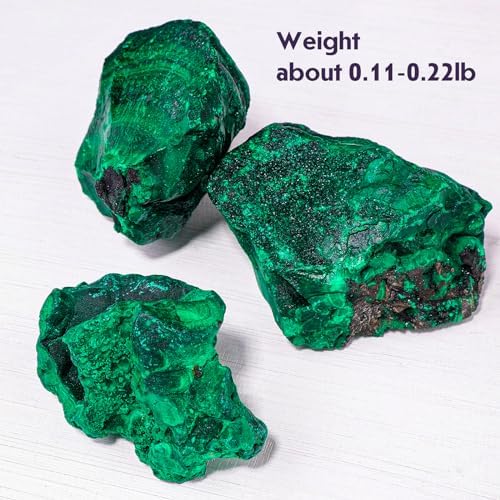 Apengshi Natural Malachite Crystal Stone 0.11-0.22lb Raw Malachite Stone Irregular Rough Malachite Mineral Specimen Original Shape Healing Crystal Gem Worry Relief Stress with Gift Box