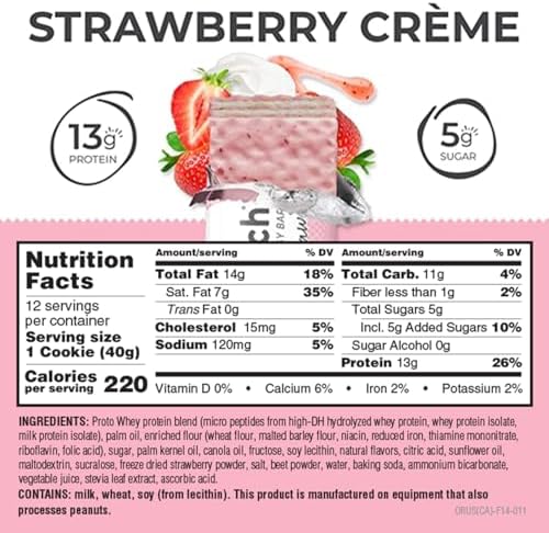 Power Crunch Protein Wafer Bars, High Protein Snacks with Delicious Taste, Strawberry Crème, 1.4 Ounce (12 Count)