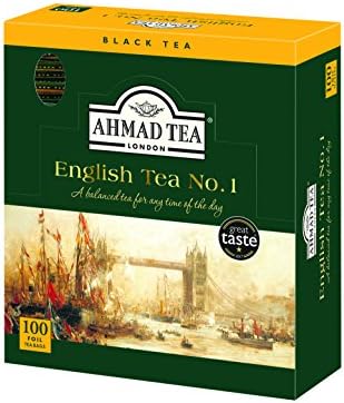 Ahmad Tea Black Tea, English Tea No. 1 Foil Enveloped Teabags, 100 ct - Caffeinated and Sugar-Free