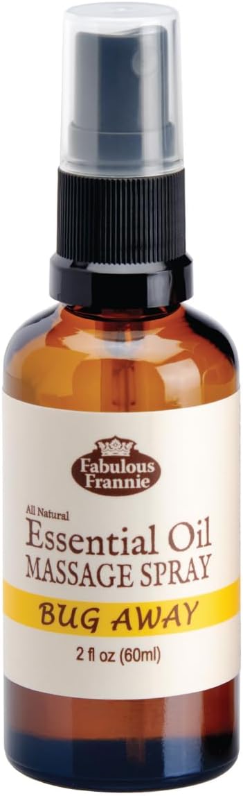 Fabulous Frannie Bug Away Healthy Massage Spritz Made with Carrier Oils and Citronella, Lavender, Eucalyptus and Lemongrass Essential Oils 2oz