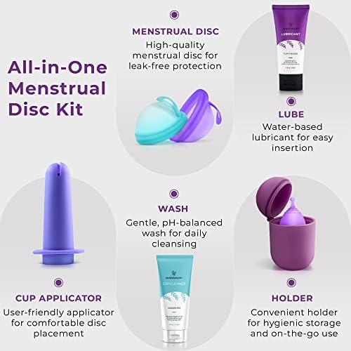 Ecoblossom Reusable Menstrual Disc - Menstrual Cup - Soft Period Disc for Women Designed with Flexible, Medical-Grade Silicone Period Cup (Cyan & Black)