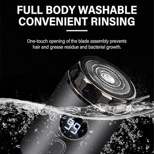Mini Shaver Mini Electric Shaver, Portable Travel with Digital Display, Rechargeable & Washable for Men