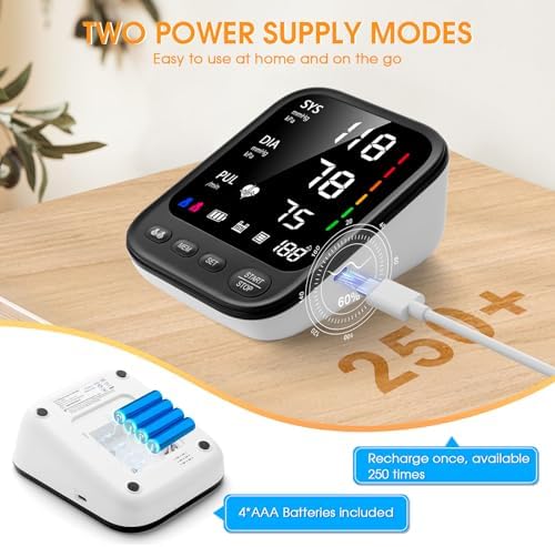 Blood Pressure Machine, Automatic Upper Arm Blood Pressure Monitor with 2x199 readout, 4.5 inch Backlit Large Screen Adjustable Large Cuff 9 to 17 inches - arrhythmia and Home Hypertension Detector