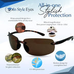 In Style Eyes Lovin Mawi Bifocal Wrap Around Sunglasses, Polarized Reading Glasses Reduce Sun Glare, Near Invisible Line Lens, Black, 1.5x