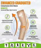 TOFLY Compression Arm Sleeves Elbow Braces for Men & Women (1 Pair), 20-30 mmHg Graduated Compression Arm Braces Support for Tennis Elbow, Tendonitis, Lymphedema, Arthritis, Edema, Workouts, Black M