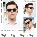 OCCI CHIARI Bifocal Reading Sunglasses for Men UV400 Protection Large Square Sun Readers 100 150 200 250 300 350 (Black,2.0)