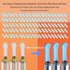 100 Pieces Ear Cleaner Tips, Ear Cleaner Replacement Tips, Silicone Ear Wax Removal Tool Cap for Ear Cleaner with Camera Blue