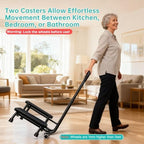2 Step Stool with Handrail & 2 Casters for Elderly, Bed Steps for High Beds for Adults, Non Slip Platform and Adjustable Handrail, for Kitchen Bathroom RV Bathtub, Assist Rail for Elderly, black