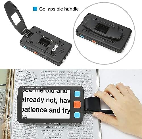 5.0 inch Portable Digital Magnifier,Handheld Portable Electronic Reading Aid Support AV Output to TV w/Rechargeable Battery,Voice Prompt Function (4-32X) for Low Vision