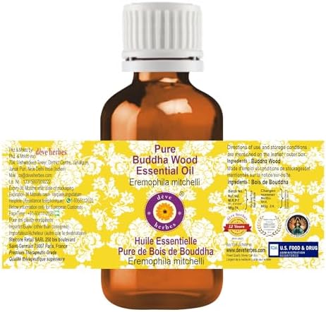 Deve Herbes Pure Buddha Wood Essential Oil (Eremophila mitchelli) Steam Distilled 2ml (0.06 oz)