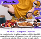 Weighted Parkinsons Utensils for Hand Tremors, Weighted Silverware for Parkinsons Patients Arthritic Hands, Built Up Utensils for Adults, Adaptive Eating Utensils for Disabled People Elderly