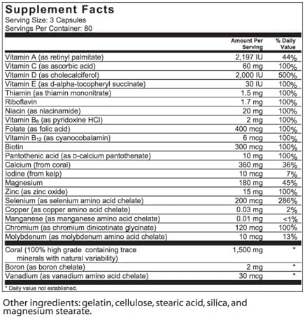 1500mg, 240 Capsules- Coral Calcium Supplement Developed by Bob Barefoot- Supports Overall Health & PH Levels- Contains Calcium, Magnesium & Vitamin D3