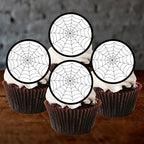 Halloween Spider Web Edible Cake Toppers, Spiderweb Edible Cupcake Toppers, Spider Theme Halloween Cake Decorations, Superhero Webs Cookie Decor 48 x 3cm / 1.18 Inch (UNCUT)