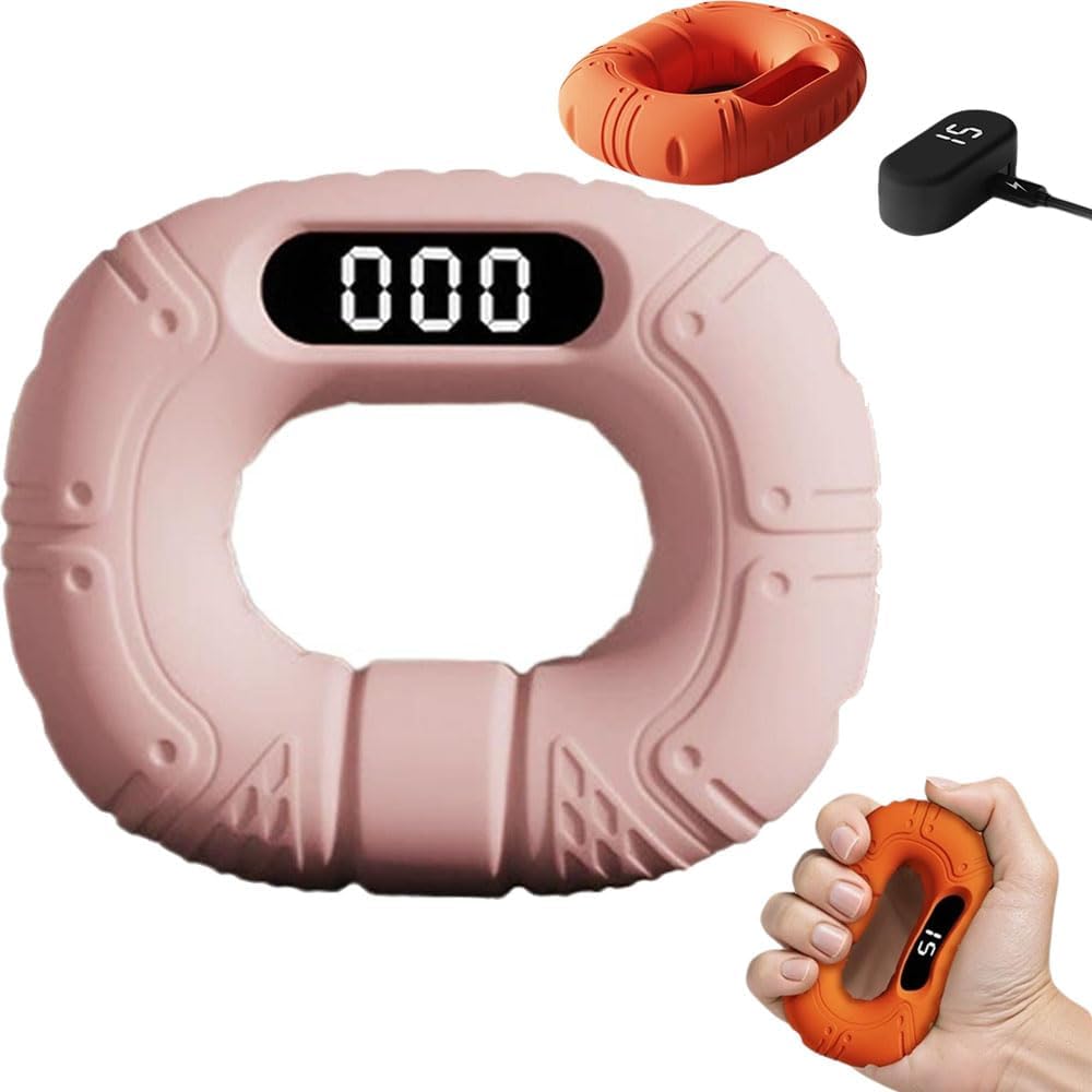 Hand Grip Strengthener with Counting and Pages, Rechargeable Digital Grip Strength Tester, LED Display, Hand Grips Exerciser Equipment for Strength Training-Forearm-Gripper-Finger