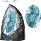 moonsix Titanium Coated Blue Crystal Druzy Geode for Home Office Decor, Irregular Raw Rock Quartz Stones Specimen for Healing, Large
