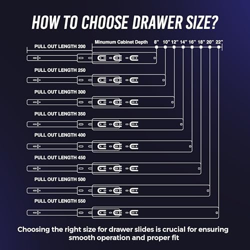16 Inch Drawer Slides 1 Pairs (2pcs) Side Mount Rails - Heavy Duty Full Extension Ball Bearing – Drawer Slide Glides for Cabinet Kitchen, Dresser Runners - Draw Slides Sliders 100Lb Capacity