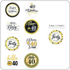 Ercadio 48PCS Edible Happy 40th Birthday Cupcake Toppers Hello 40 Cheers to 40 Fabulous Forty Cupcake Picks for 40th Birthday Anniversary Party Decorations Supplies