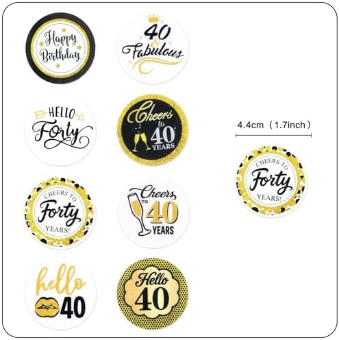 Ercadio 48PCS Edible Happy 40th Birthday Cupcake Toppers Hello 40 Cheers to 40 Fabulous Forty Cupcake Picks for 40th Birthday Anniversary Party Decorations Supplies