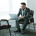 OLIXIS Waiting Room Chairs, Leather Office Desk Reception Guest Stationary Side Chair with Padded Arms for Home Conference Lobby Area Meeting Church Medical Clinic Elderly Student