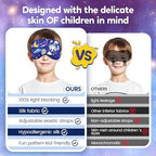 2 Pcs Sleep Mask for Kids Boys, Silk Eye Covers for Sleeping, Adjustable Strap & Light Blocking Design, Children's Bedtime Blindfold for Travel and Home Use (Astronaut)