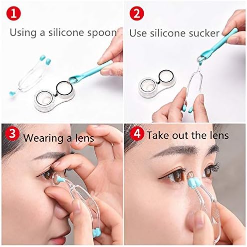 AITIME Soft Contact Lenses Remover and Insertion Tool, Contact Tweezers and Soft Silicone Scoop for Girls with Long Nails, Gift for Contact Lens New User (Green)