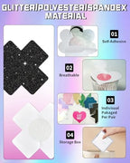 CICKEE Nipple Pasties Black 9 Pairs Rave Pack Nipple Covers Stickers for Rave, Music Festivals, Beach or Daily Wear