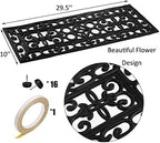 Yesland 4 Pack Rubber Stair Treads - 29.5 x 10 Inch Outdoor Stair Treads with Scroll Pattern Design Black Outdoor Step Mats - Anti Slip Tread Mat for Stairs