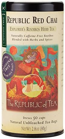 The Republic of Tea Republic Red Chai Red Rooibos Herbal Tea, 50 Tea Bag Tin