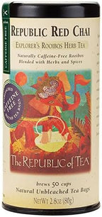 The Republic of Tea Republic Red Chai Red Rooibos Herbal Tea, 50 Tea Bag Tin